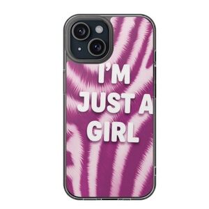 Phone Case — "I'm Just a Girl" Pink Zebra Magnetic Clear Impact-Resistant Case